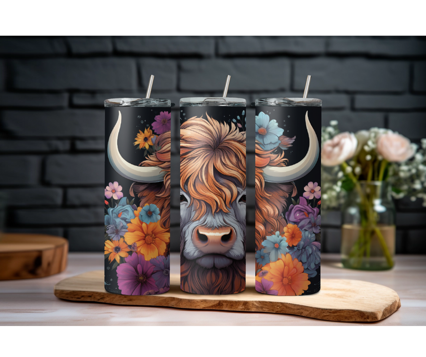 Floral Highland Cow